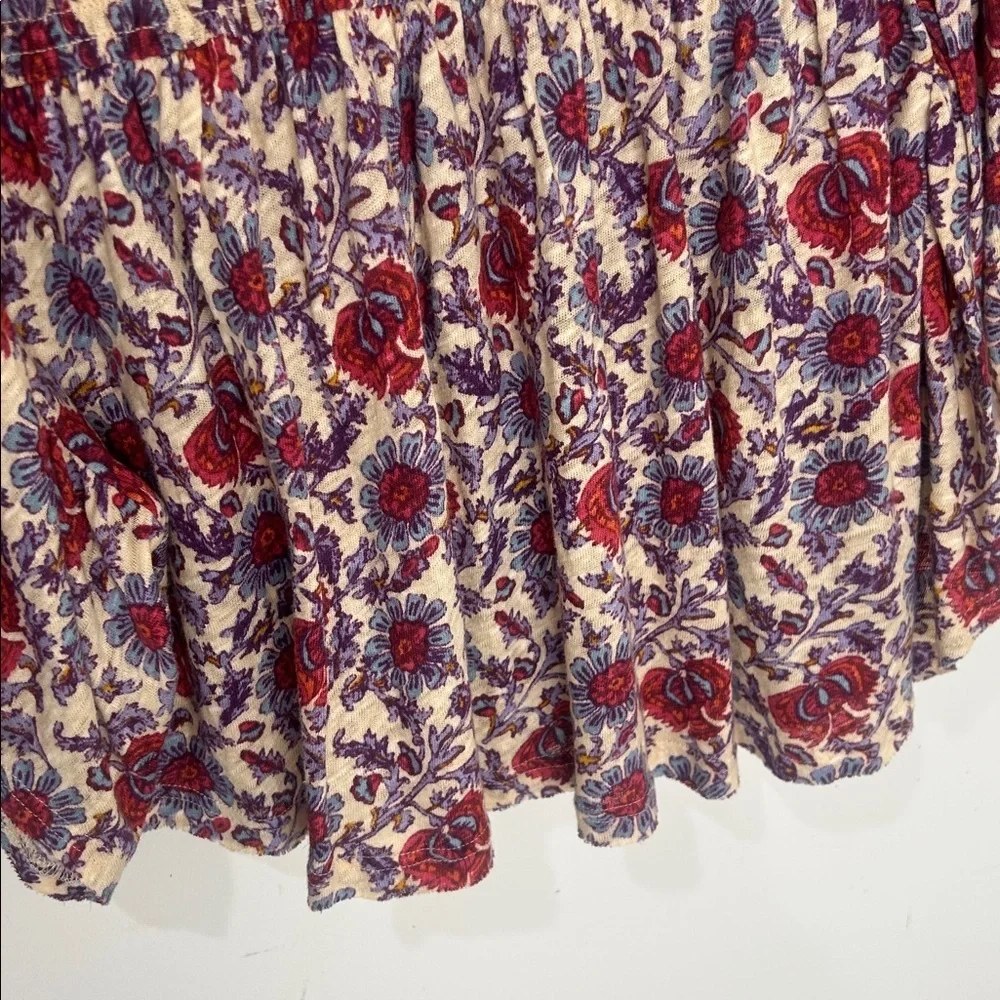 FREE PEOPLE Boho Multi-Color Floral Cropped Blouse Size Small